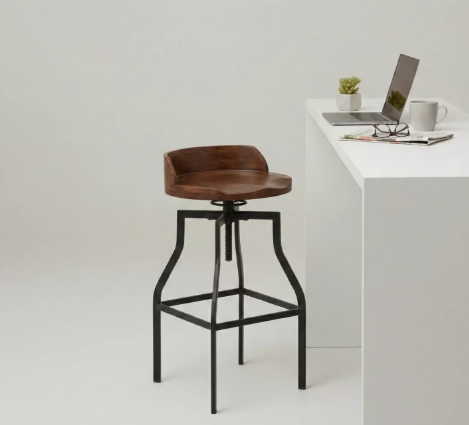 Milano Bar Stool – Chestnut & Black Metal
